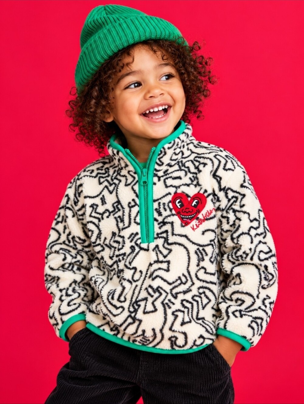 Keith Haring x H&M Kids Teddy Fleece Half Zip Sherpa 3-4T 98/104